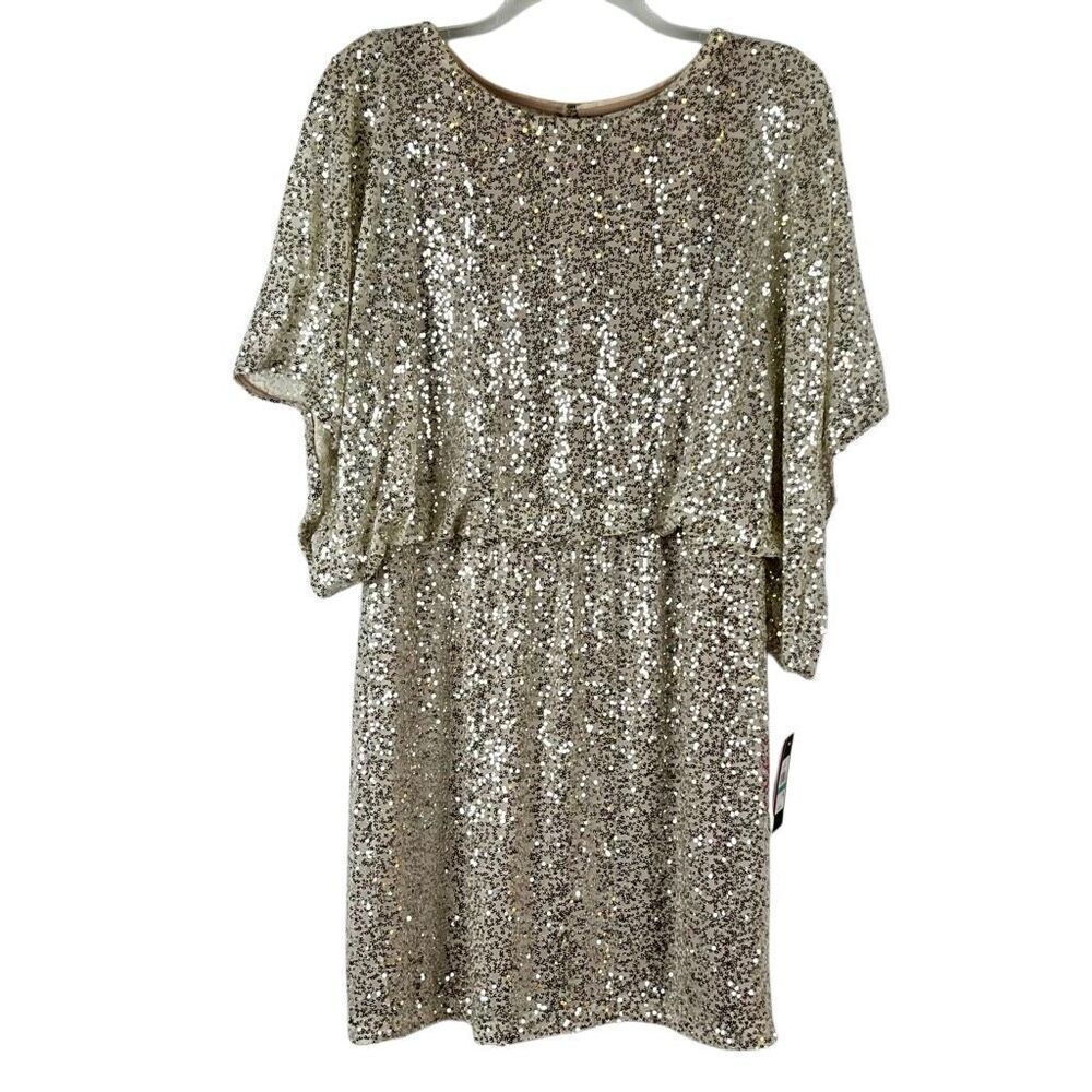 New! NWT Jessica Howard Short Sleeve Sequin Blouson Dress 16